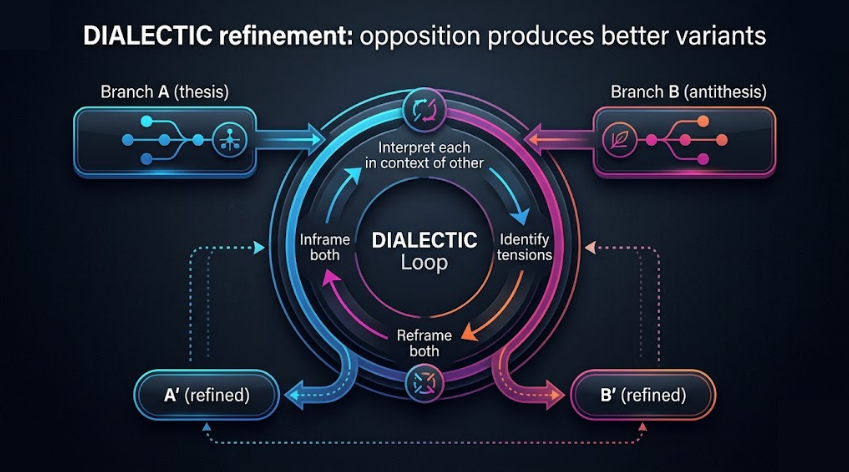 DIALECTIC refinement: opposition produces better variants